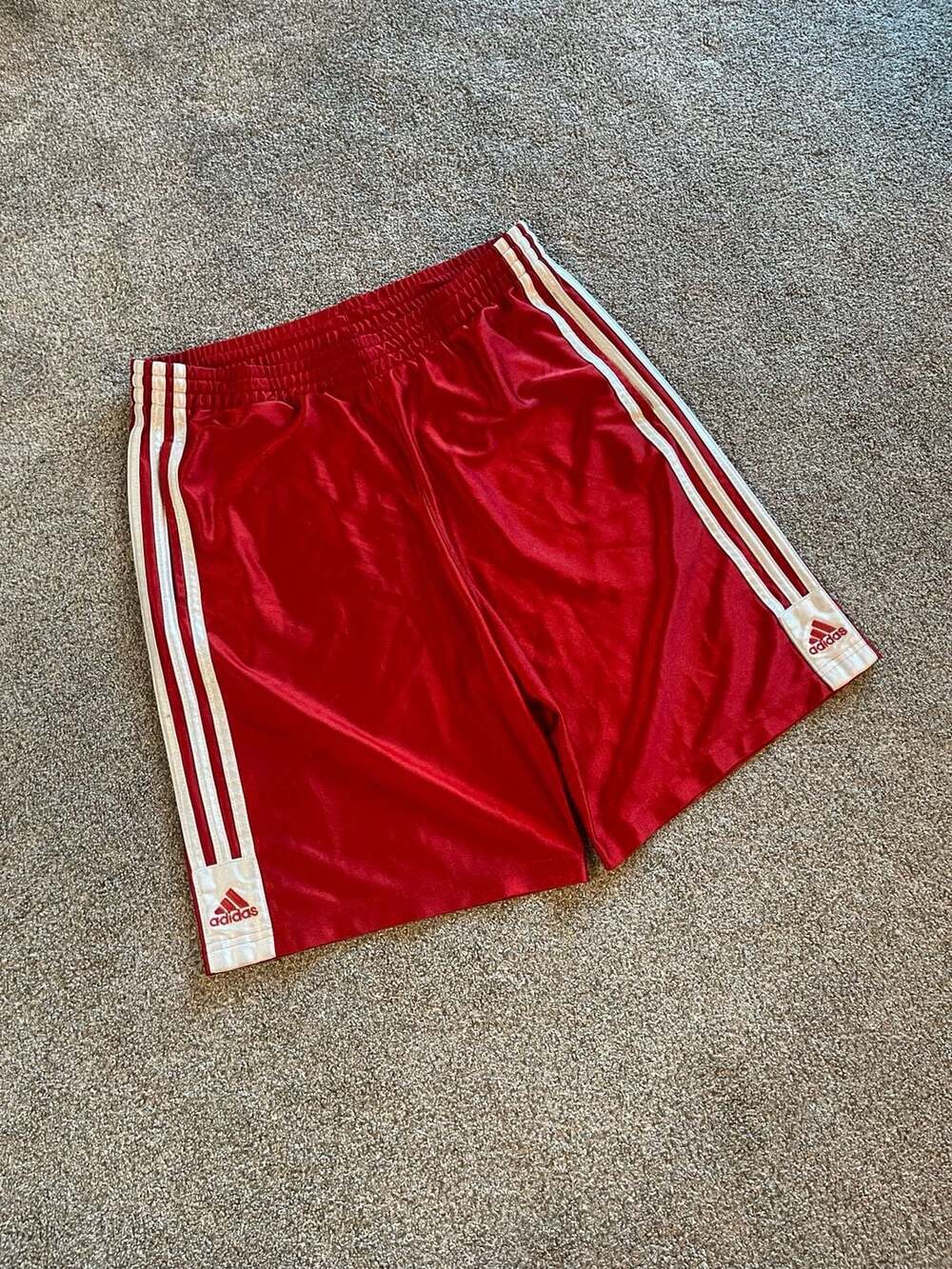Y2K Adidas Vintage Dazzle Shiny Red Basketball Shorts Size Large